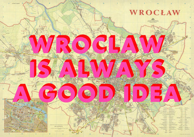 Wrocław Retro Pop Art Map Print (landscape) - Magic Posters