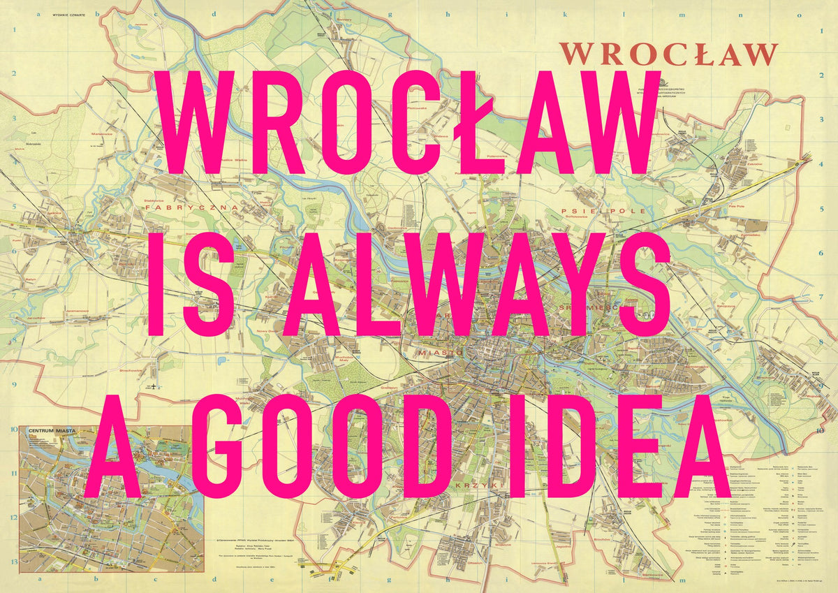 Wrocław Retro Pop Art Map Print (landscape) - Magic Posters
