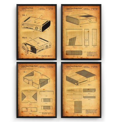 X Console Set Of 4 Patent Prints - Magic Posters