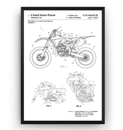 Yamaha Dirt Bike 2012 Patent Print - Magic Posters