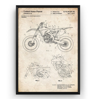 Yamaha Dirt Bike 2012 Patent Print - Magic Posters
