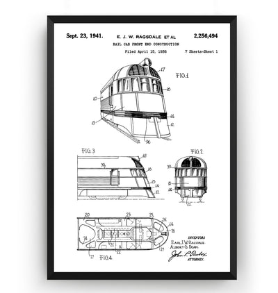 Zephyr Train 1936 Patent Print - Magic Posters