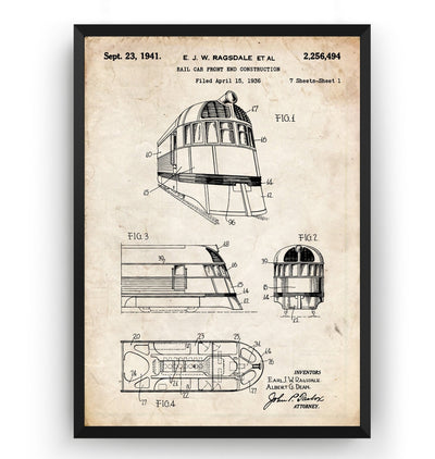 Zephyr Train 1936 Patent Print - Magic Posters