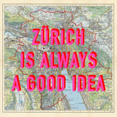 Zürich Retro Pop Art Map Print (square) - Magic Posters