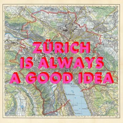 Zürich Retro Pop Art Map Print (square) - Magic Posters