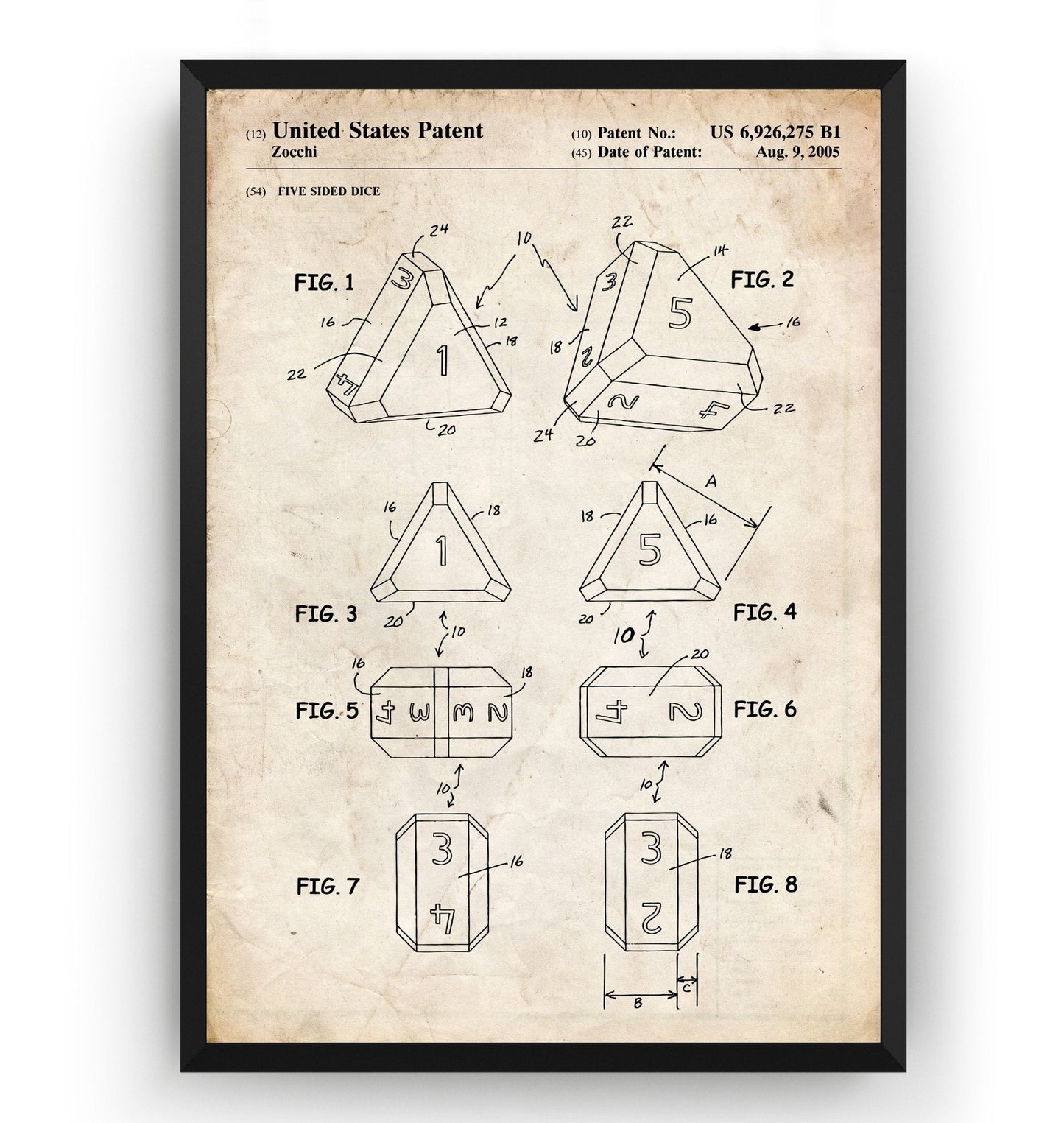 5 Sided Dice 2005 Patent Print - Magic Posters