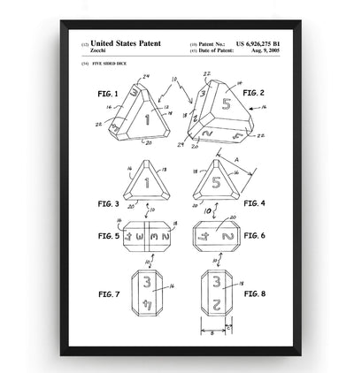 5 Sided Dice 2005 Patent Print - Magic Posters