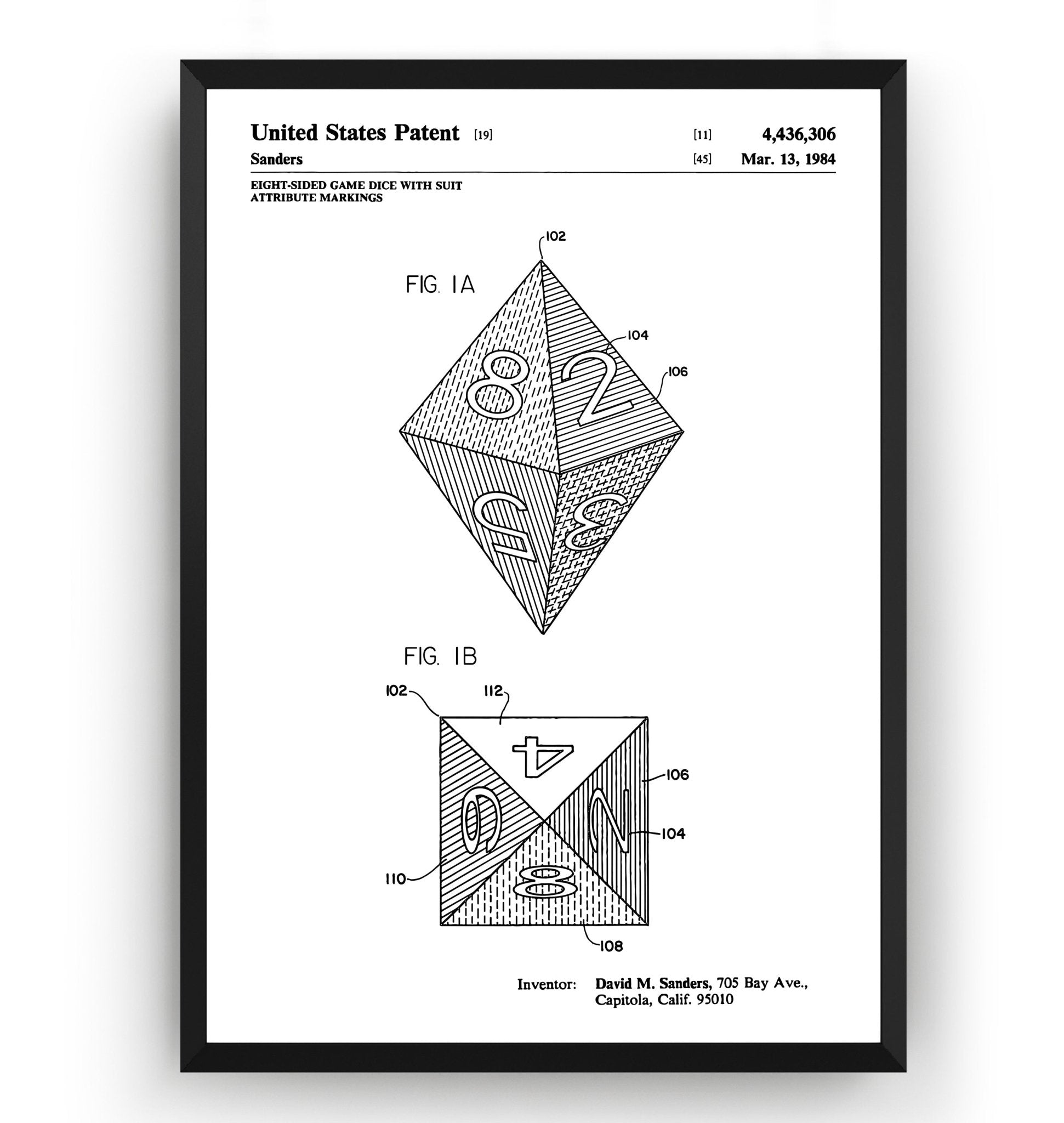 8 Sided Dice 1984 Patent Print - Magic Posters