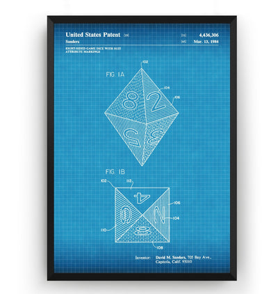 8 Sided Dice 1984 Patent Print - Magic Posters