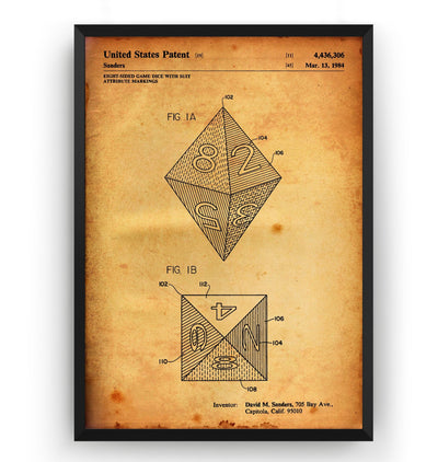 8 Sided Dice 1984 Patent Print - Magic Posters