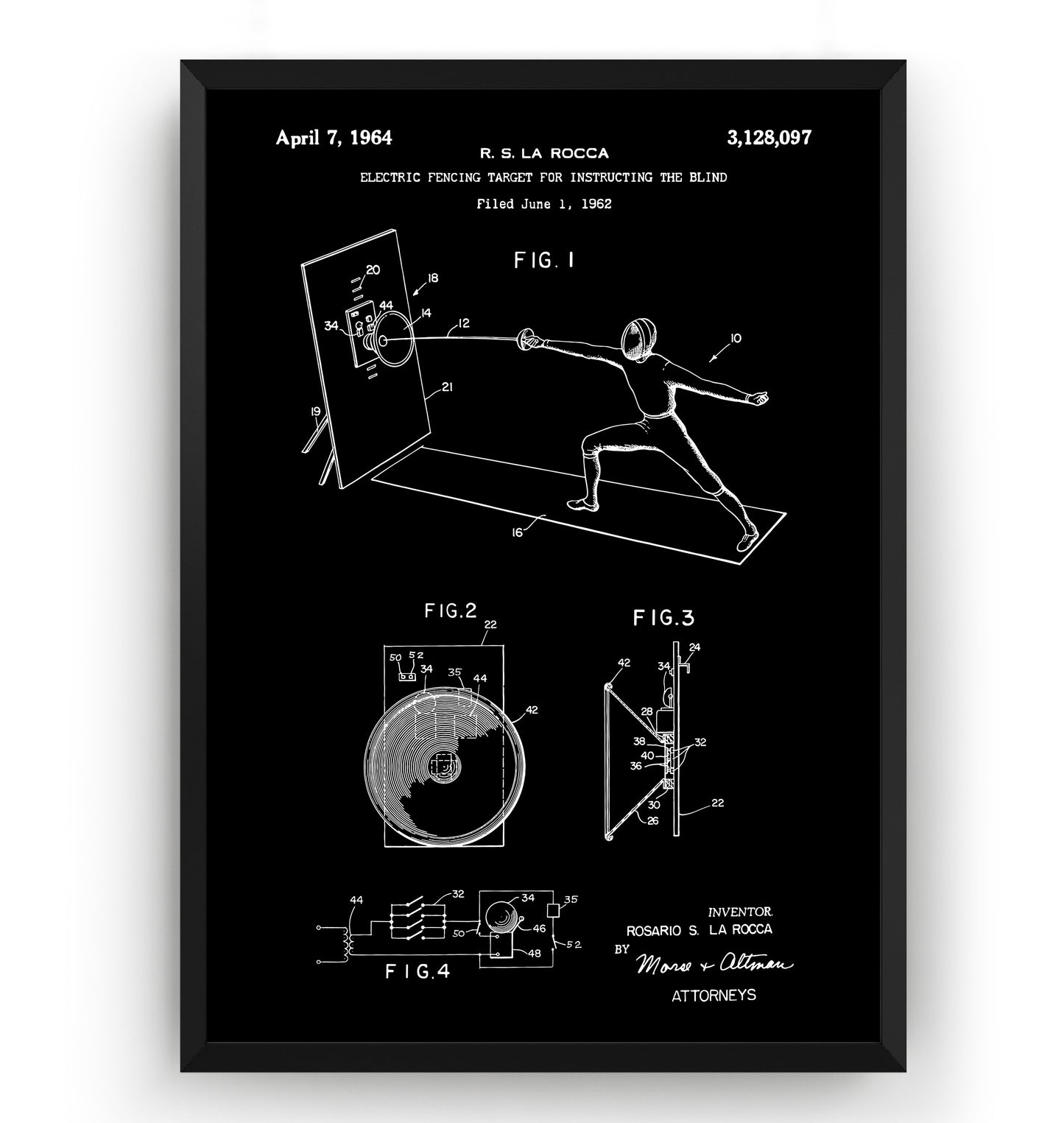 Electronic Fencing Target 1964 Patent Print - Magic Posters