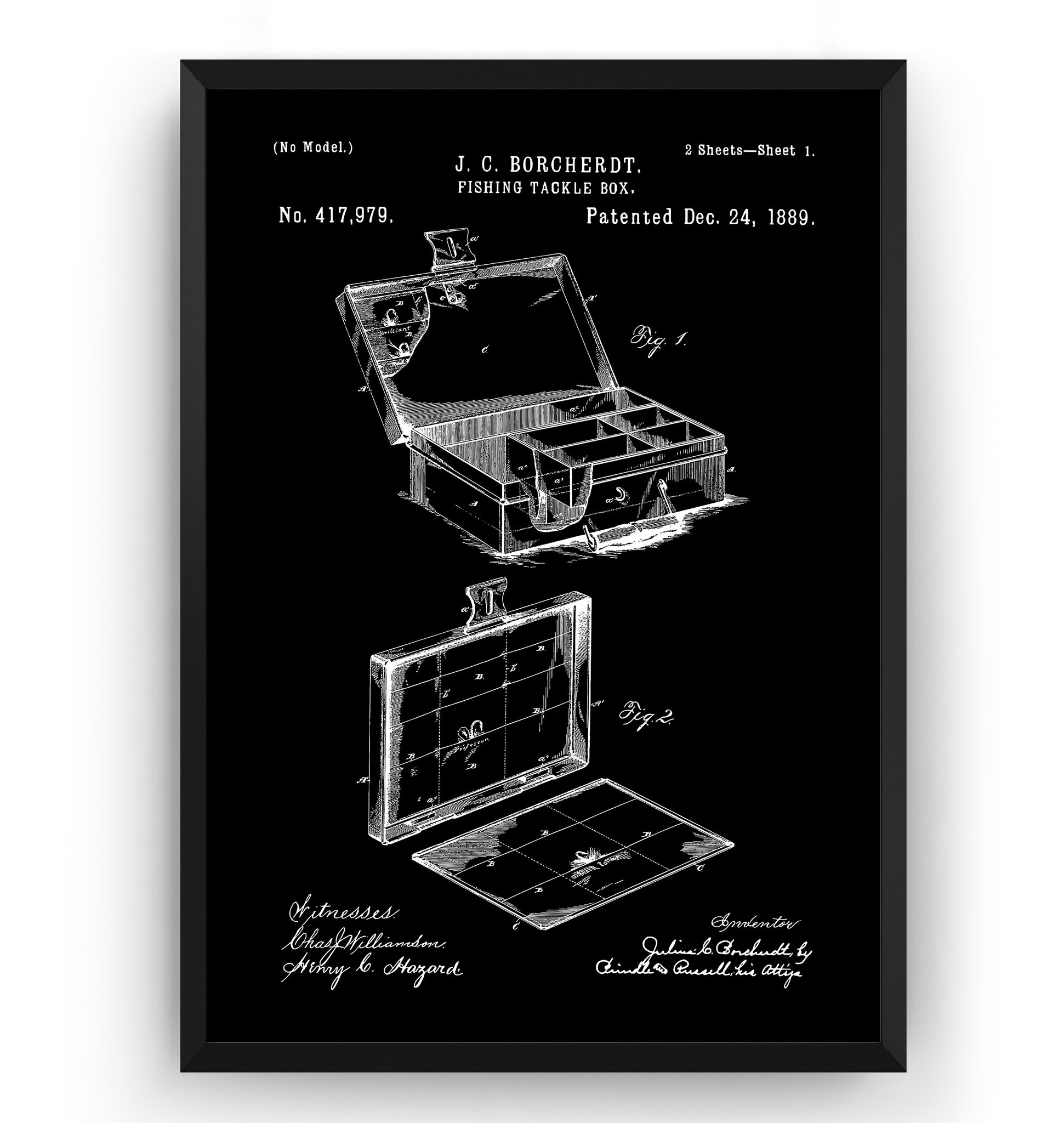 Fishing Tackle Box 1889 Patent Print - Magic Posters
