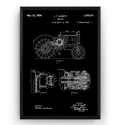 John Deere Tractor 1931 Patent Print - Magic Posters