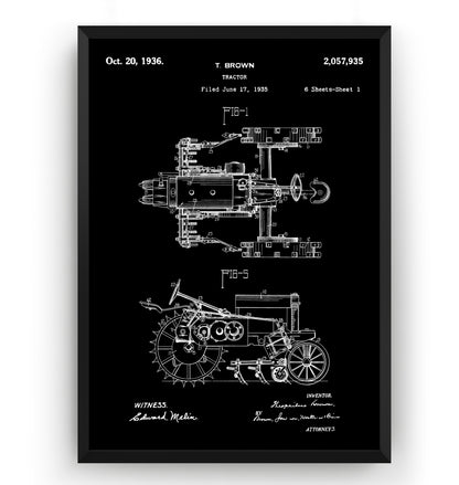 John Deere Tractor 1936 Patent Print - Magic Posters
