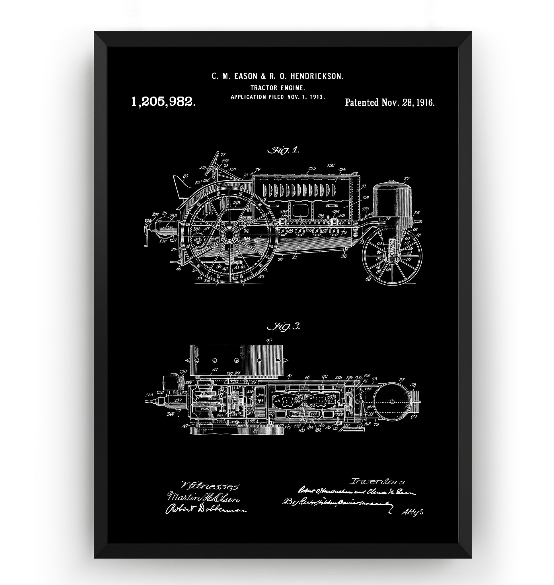 John Deere Tractor Engine 1916 Patent Print - Magic Posters