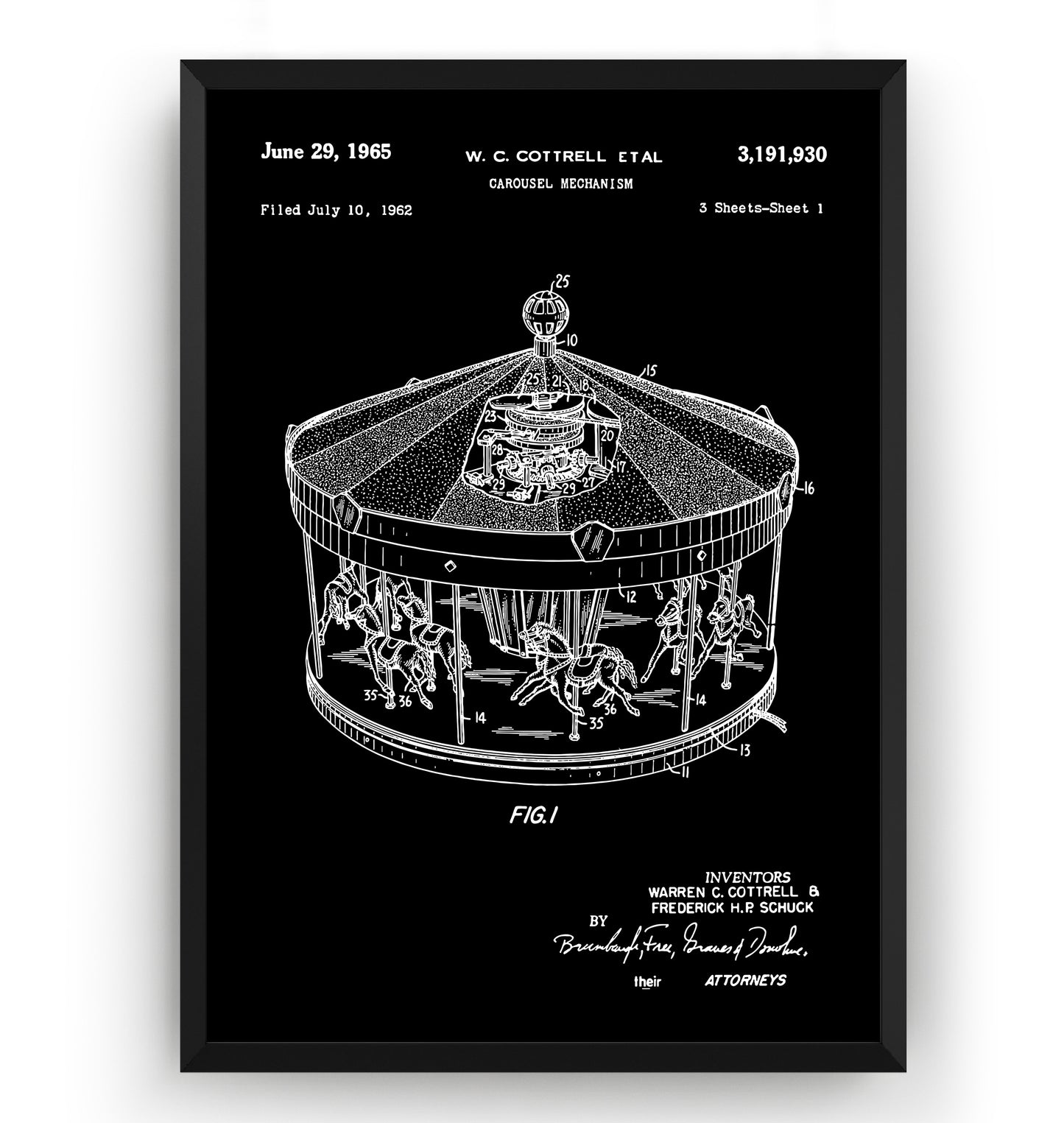 Merry Go Round 1965 Patent Print - Magic Posters