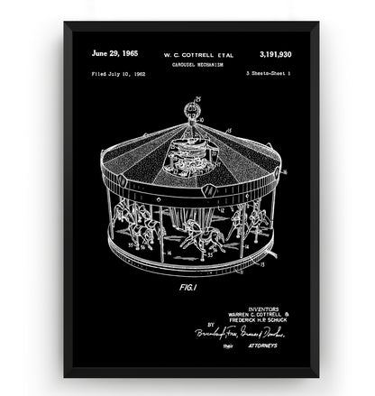 Merry Go Round 1965 Patent Print - Magic Posters