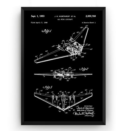 Northrop All Wing Aircraft 1953 Patent Print - Magic Posters