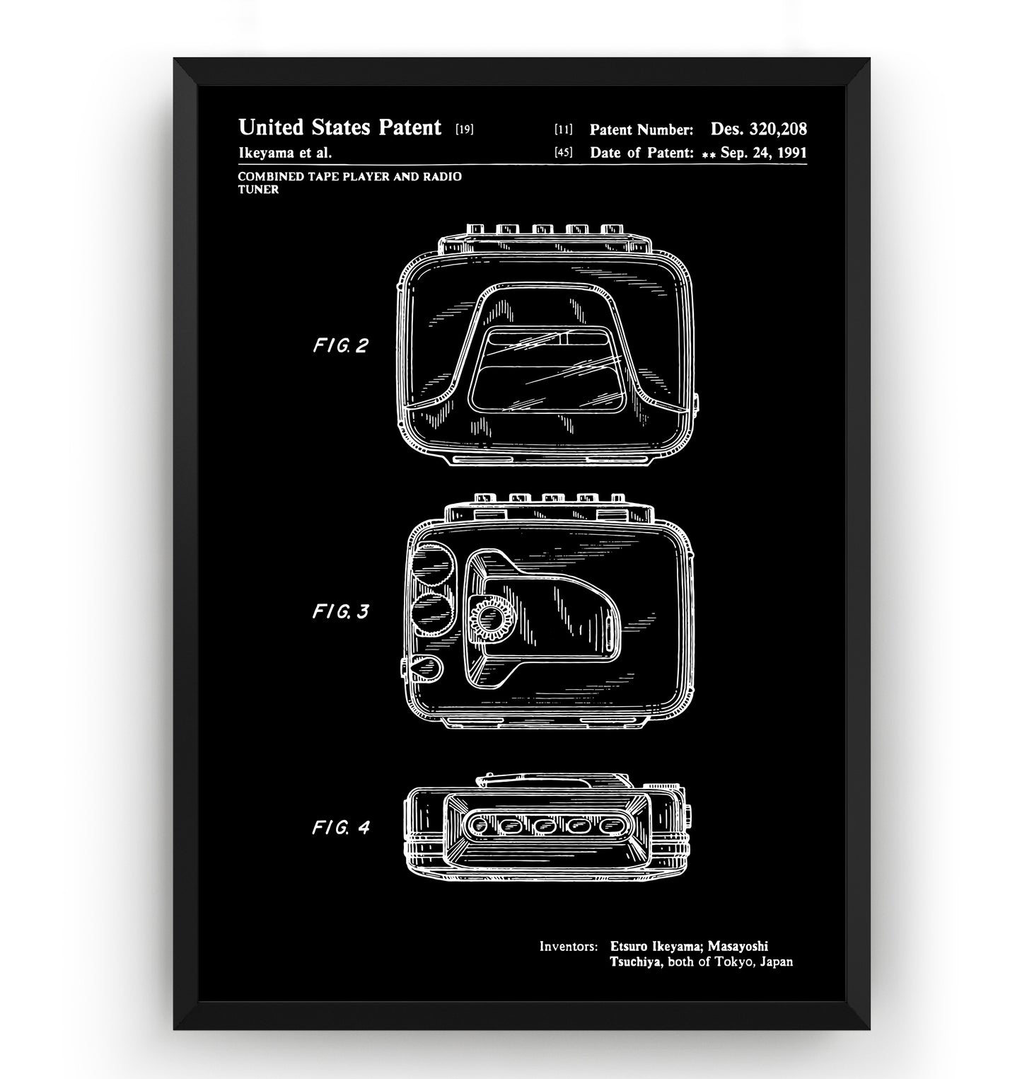 Sony Walkman Prototype 1989 Patent Print - Magic Posters