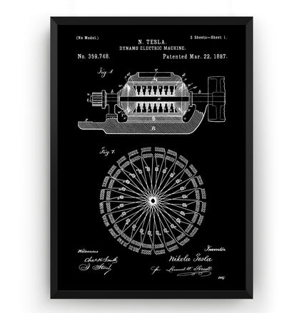 Tesla Dynamo Electric Machine 1887 Patent Print - Magic Posters