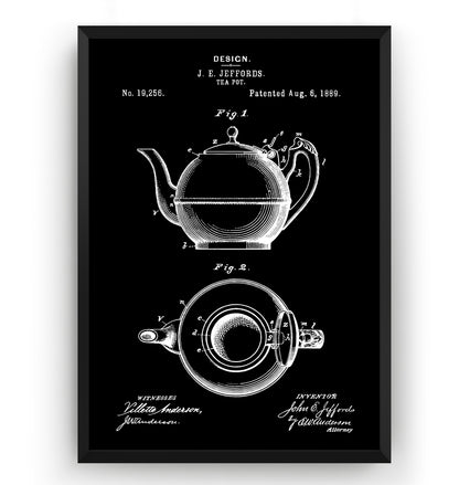 Tea Pot 1889 Patent Print - Magic Posters