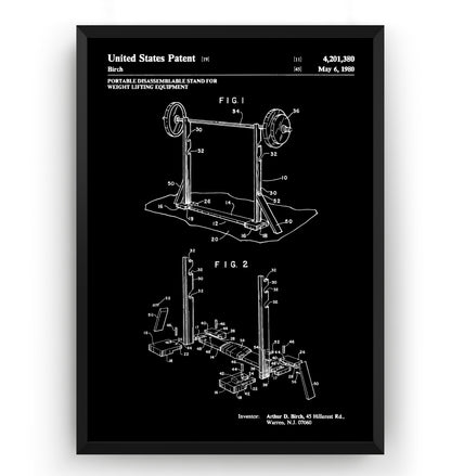 Weightlifting Equipment 1980 Patent Print - Magic Posters