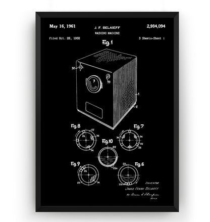 Washing Machine 1961 Patent Print - Magic Posters