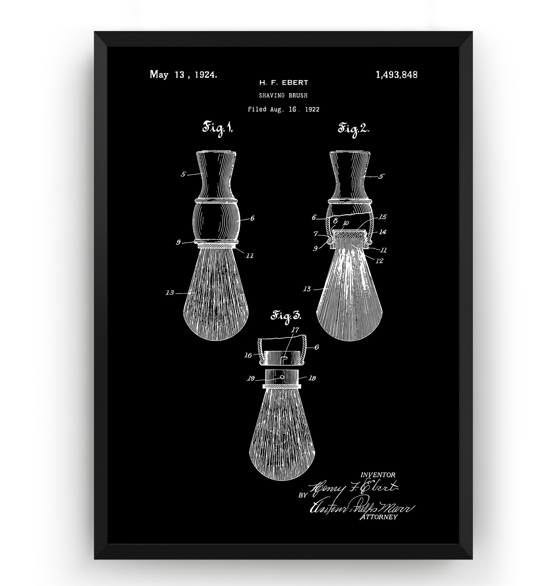 Shaving Brush 1924 Patent Print - Magic Posters