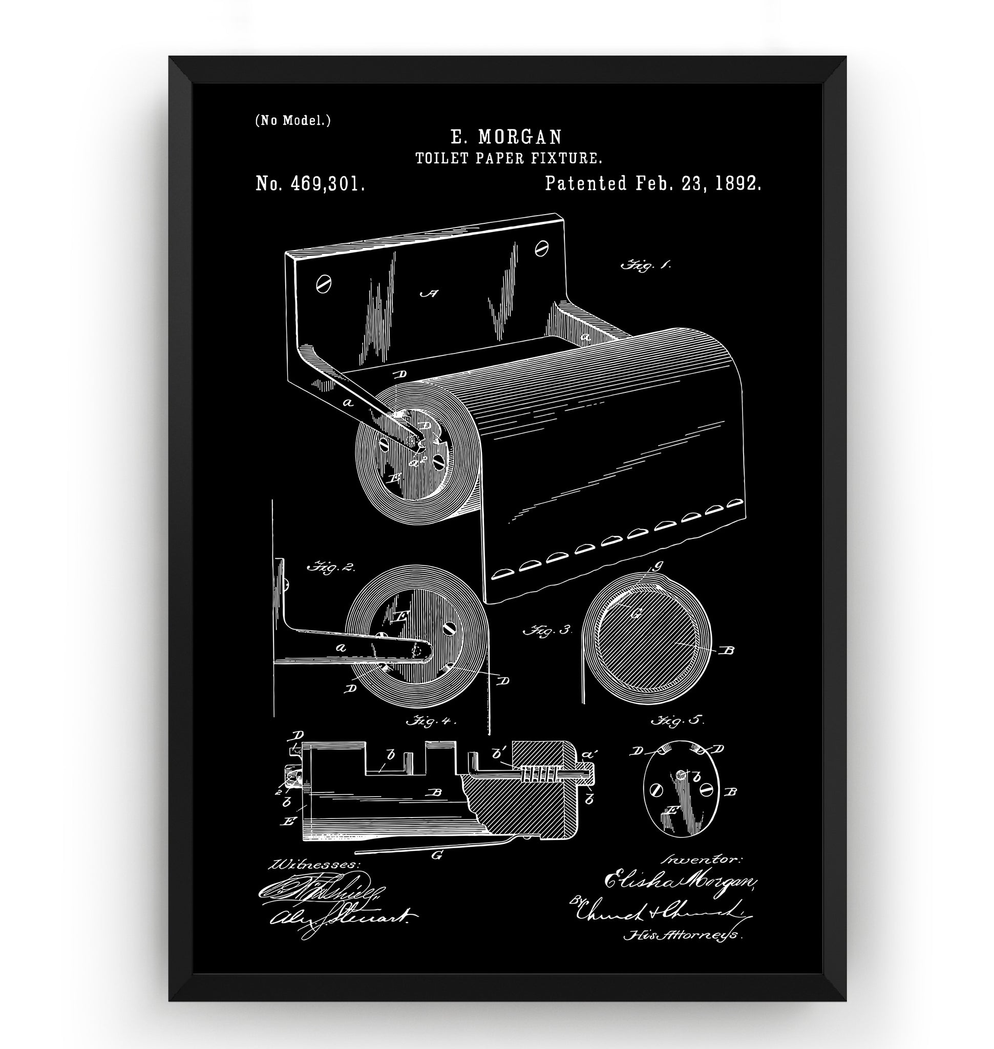 Toilet Paper Fixture 1892 Patent Print - Magic Posters