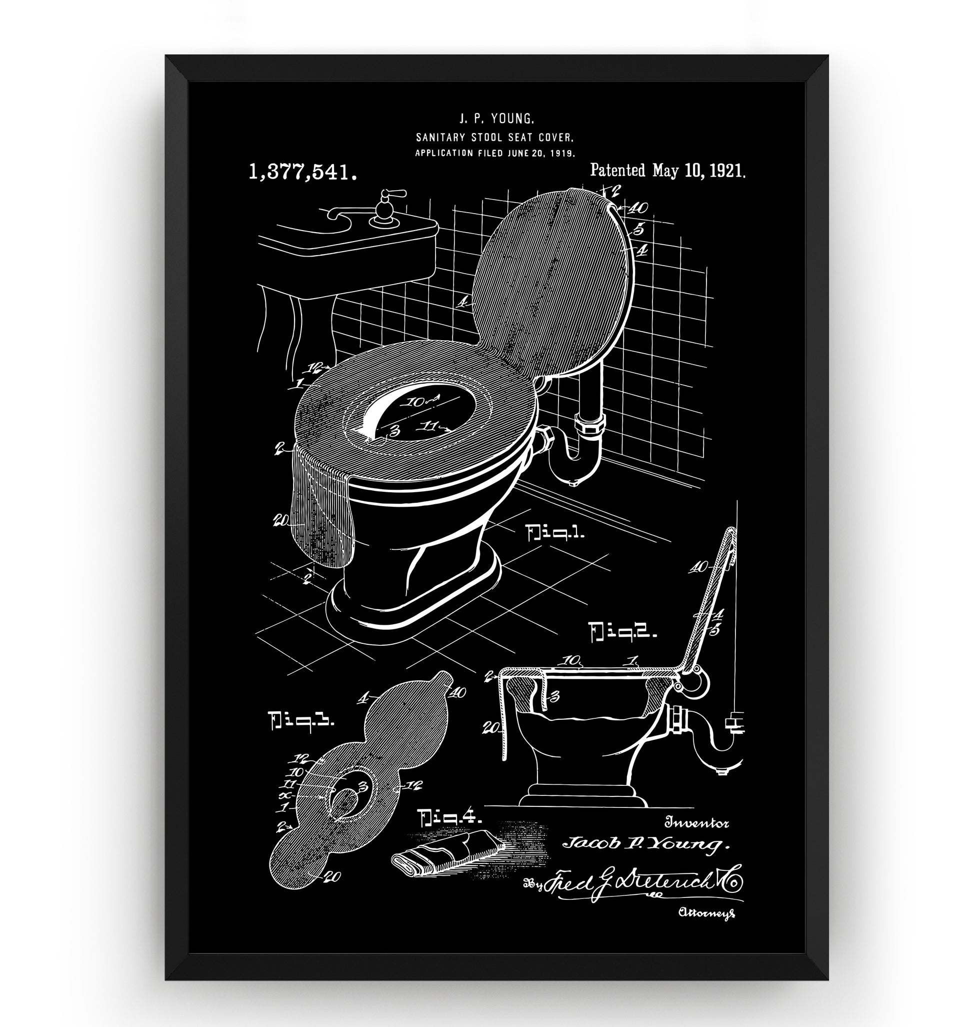 Toilet Seat Cover 1921 Patent Print - Magic Posters