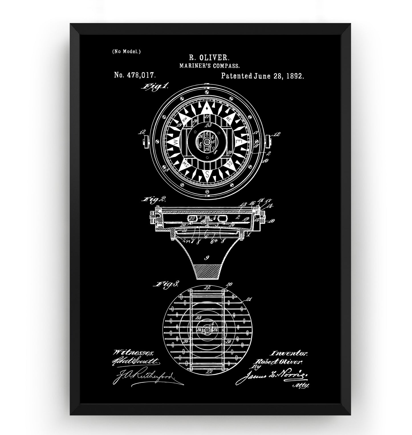 Mariners Compass 1892 Patent Print - Magic Posters