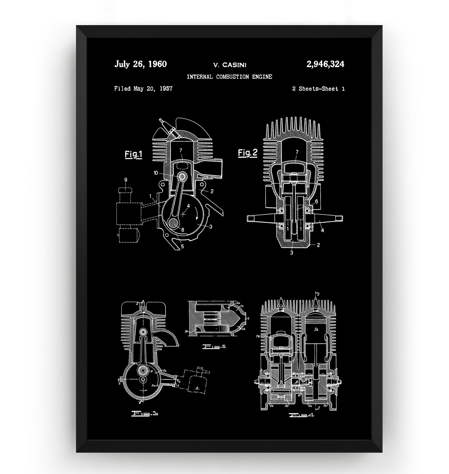 Vespa Engine 1960 Patent Print - Magic Posters