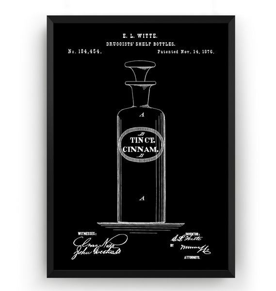 Prescription Bottle 1876 Patent Print - Magic Posters