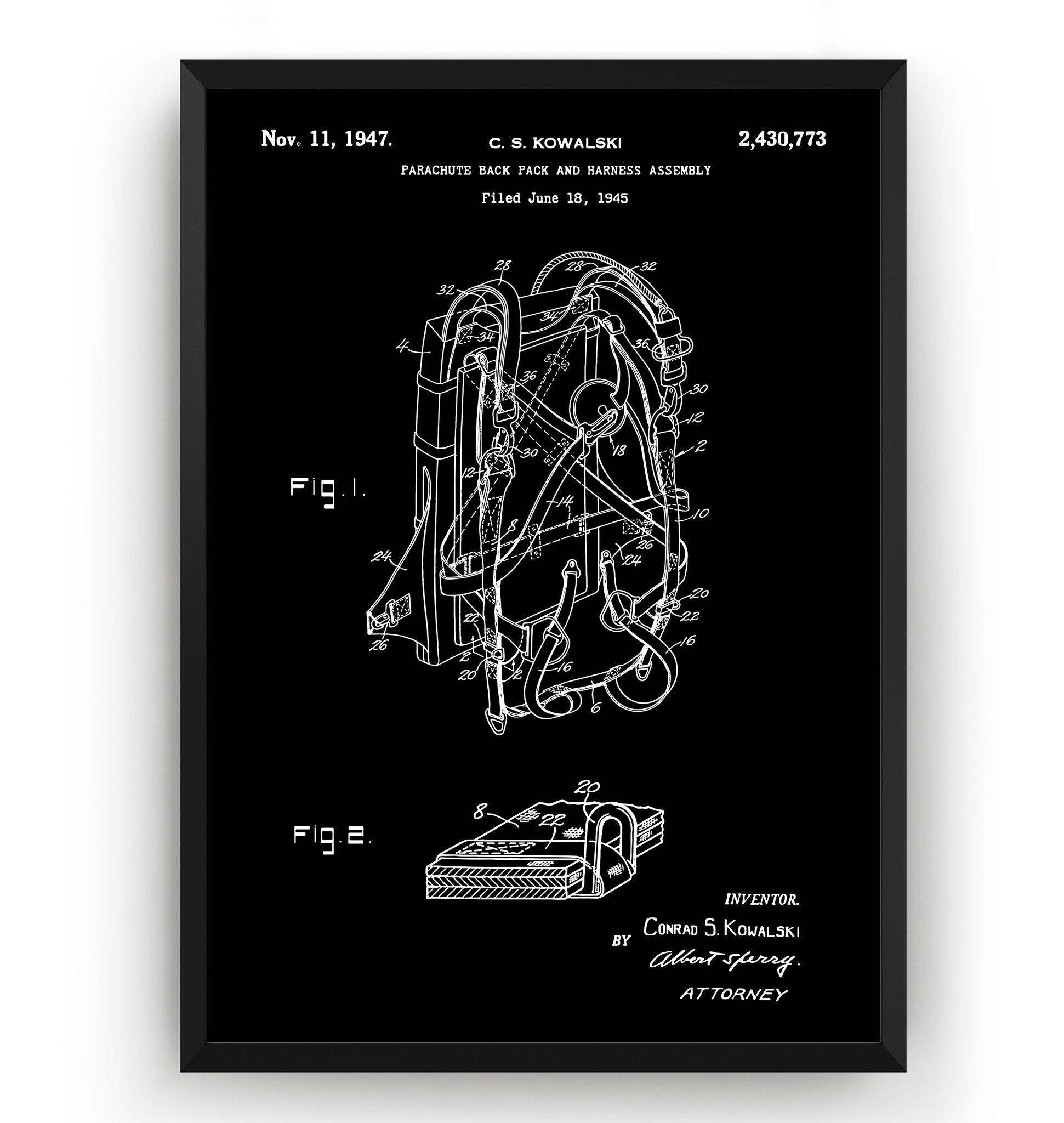 Parachute Backpack 1945 Patent Print – Magic Posters