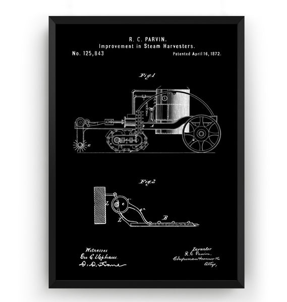 Steam Harvester 1872 Patent Print - Magic Posters