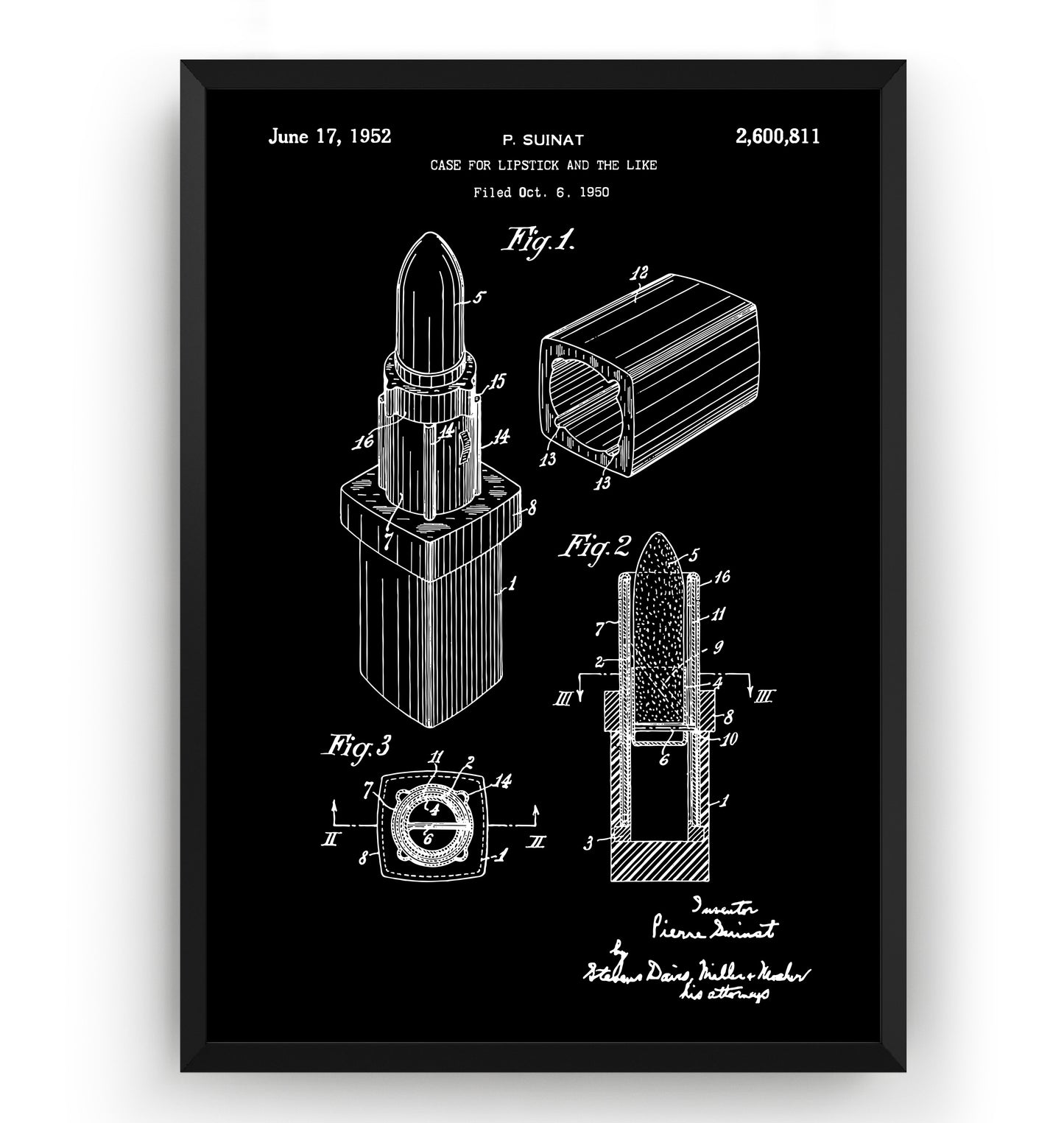 Lipstick Case 1952 Patent Print - Magic Posters