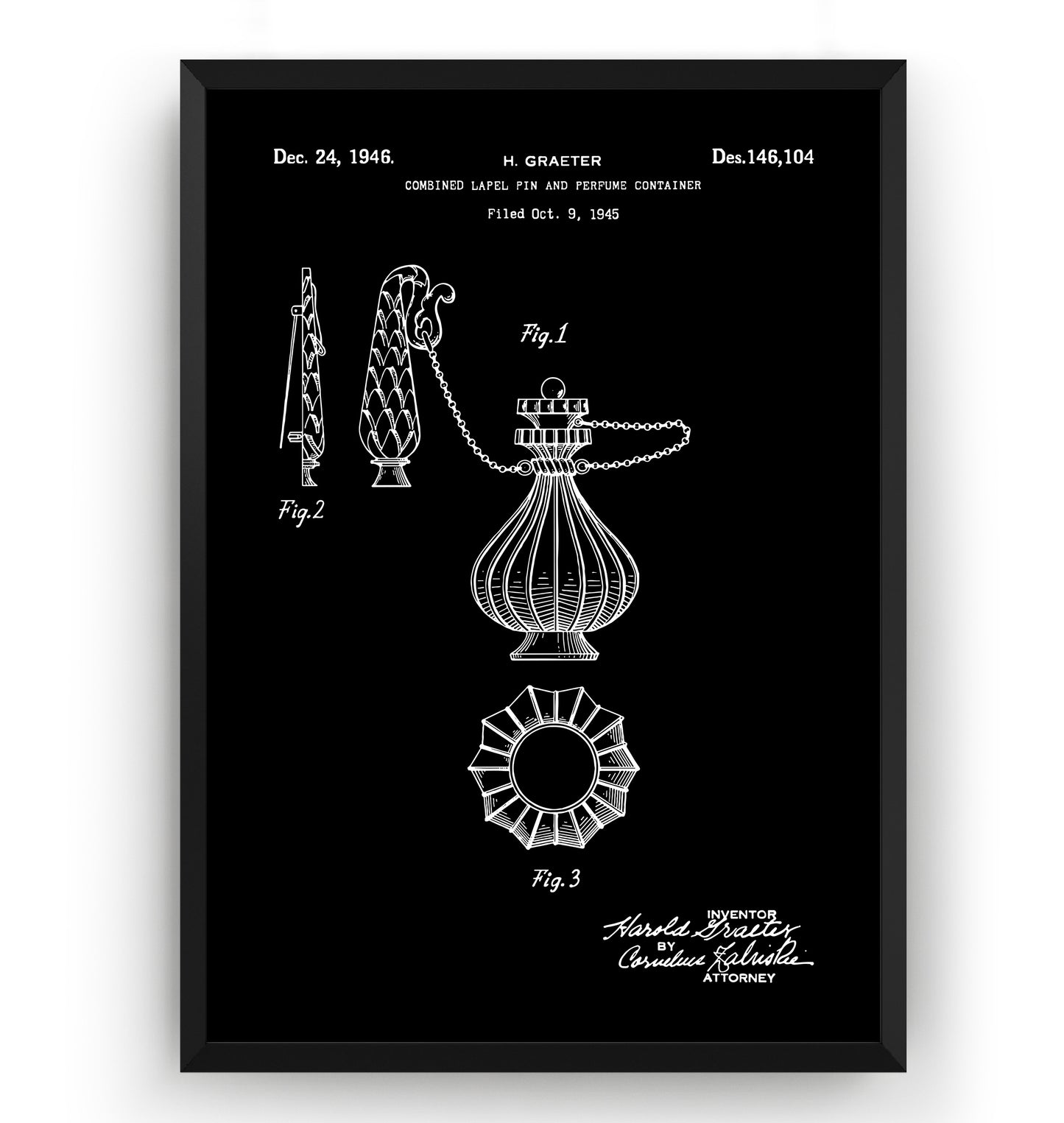 Perfume Container 1946 Patent Print - Magic Posters