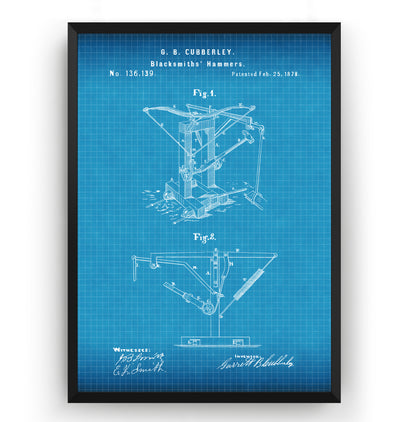 Blacksmith Hammers 1873 Patent Print - Magic Posters