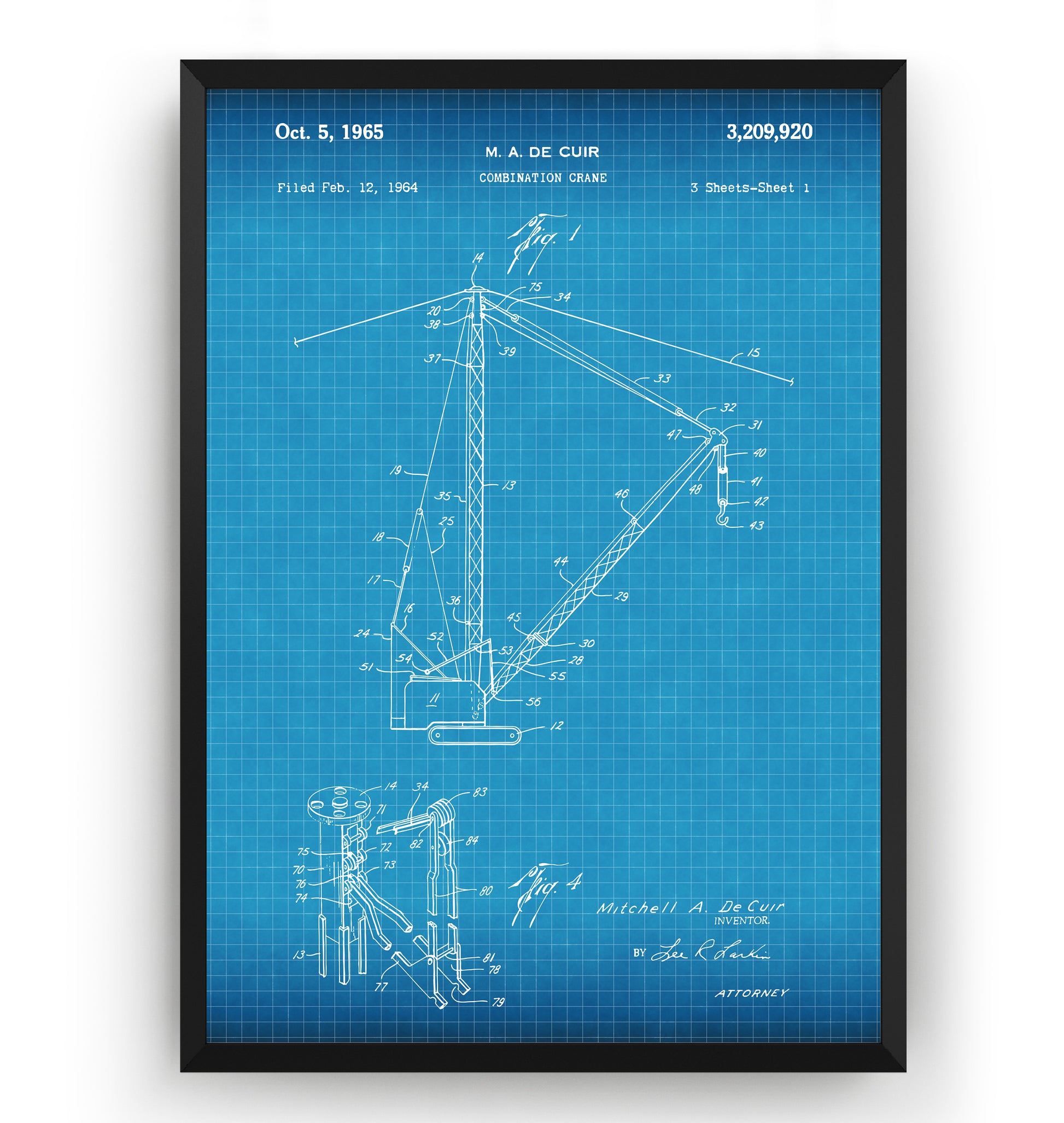Combination Crane 1965 Patent Print - Magic Posters