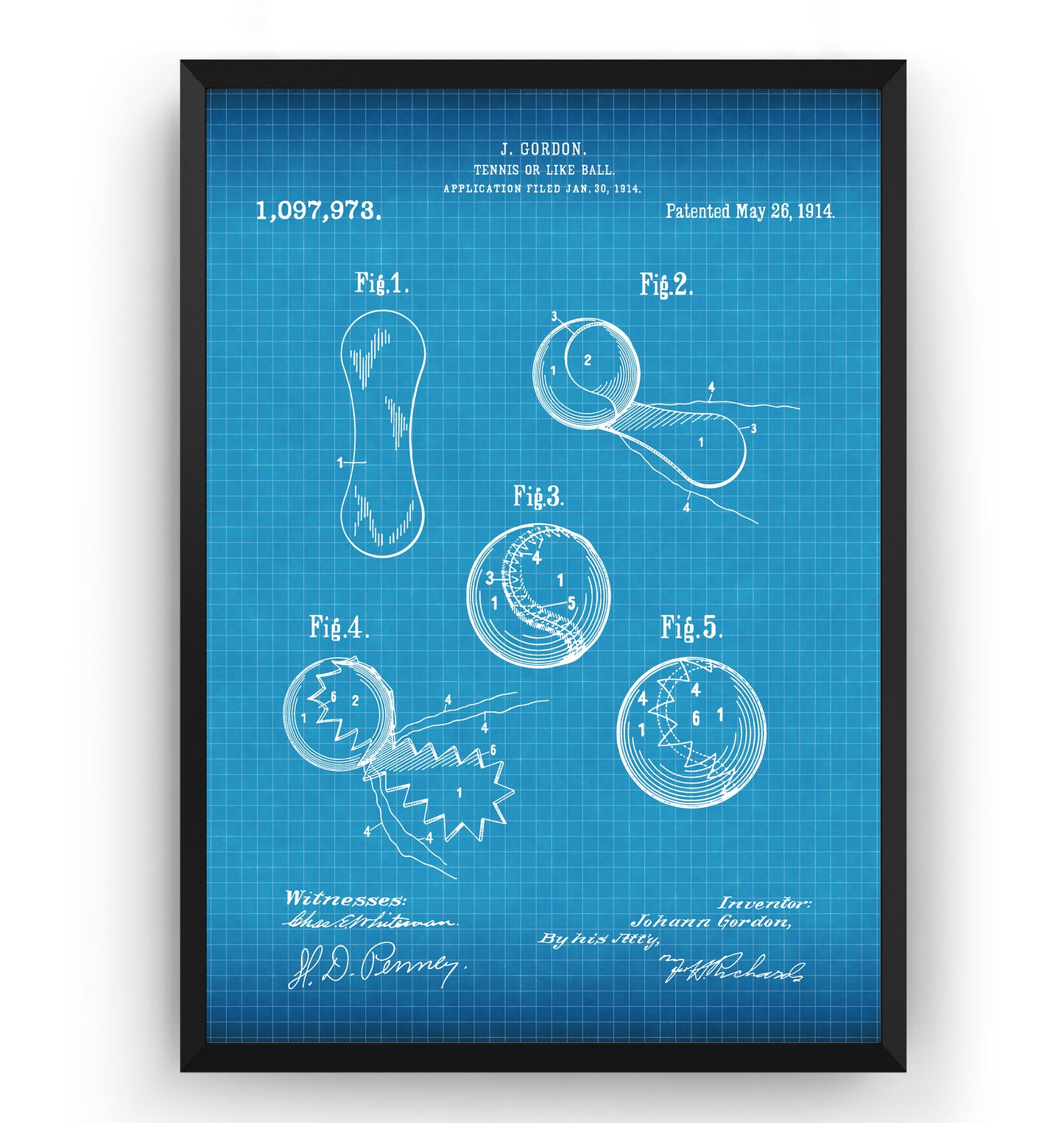 Tennis Ball 1914 Patent Print - Magic Posters