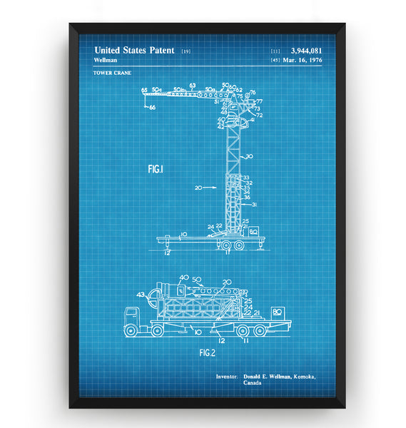 Tower Crane 1976 Patent Print - Magic Posters