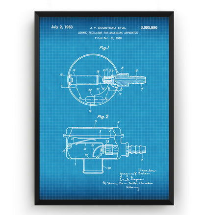 Diving Regulator 1963 Patent Print - Magic Posters