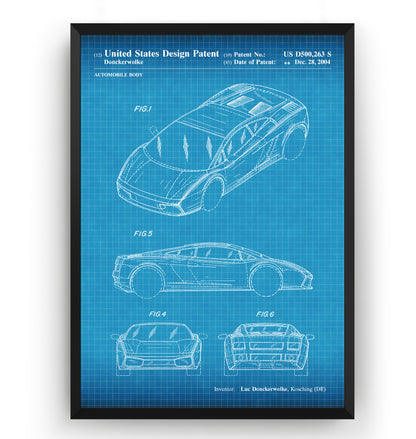 Lamborghini Gallardo 2004 Patent Print - Magic Posters