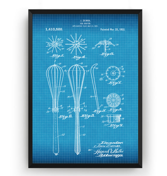 Egg Beater Whisk 1922 Patent Print - Magic Posters