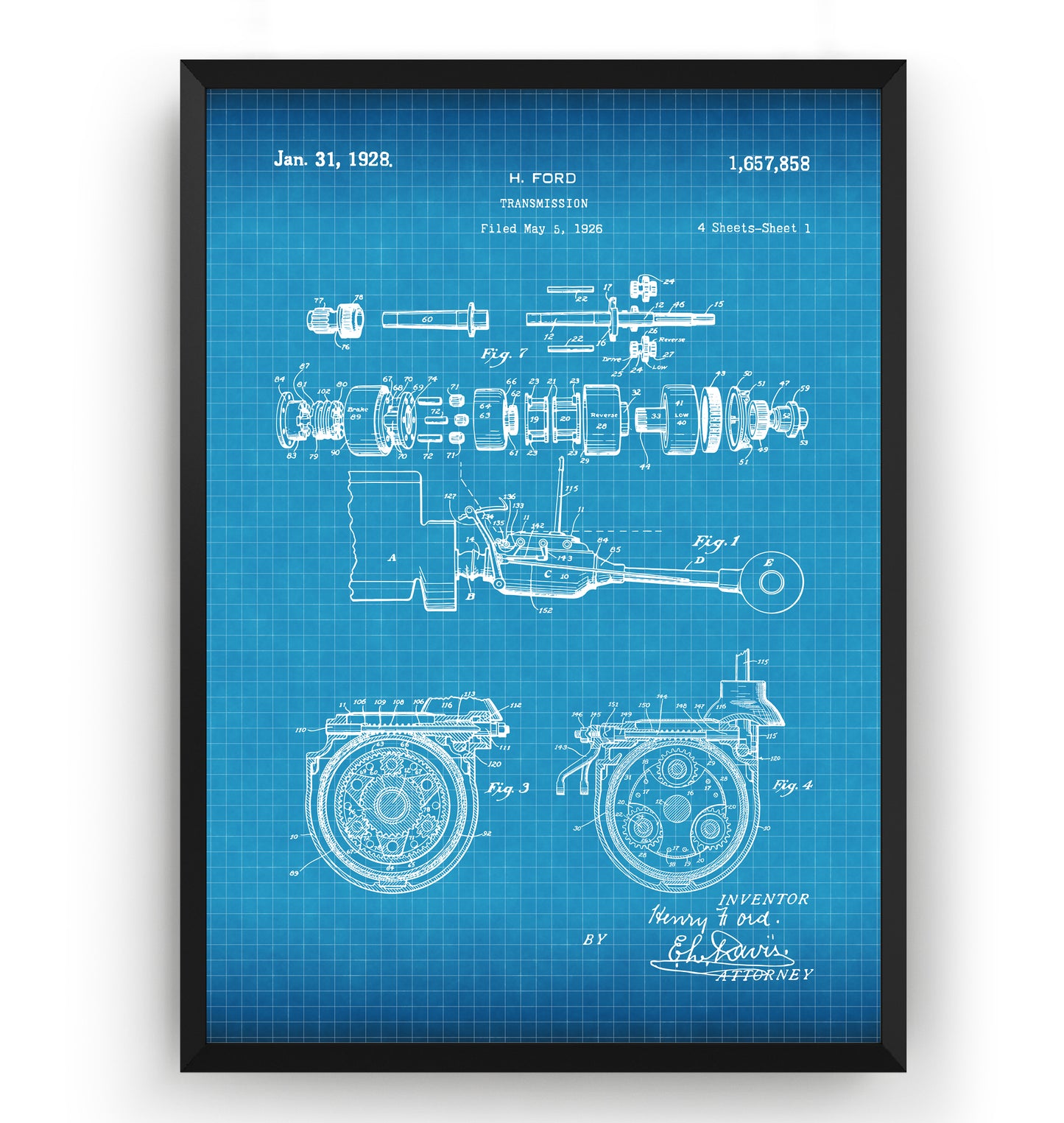 Ford Transmission 1928 Patent Print - Magic Posters