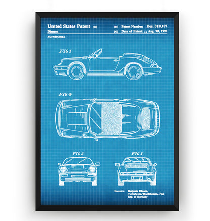 Porsche 911 Convertible 1990 Patent Print - Magic Posters