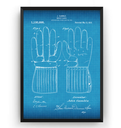 Ice Hockey Gloves 1915 Patent Print - Magic Posters