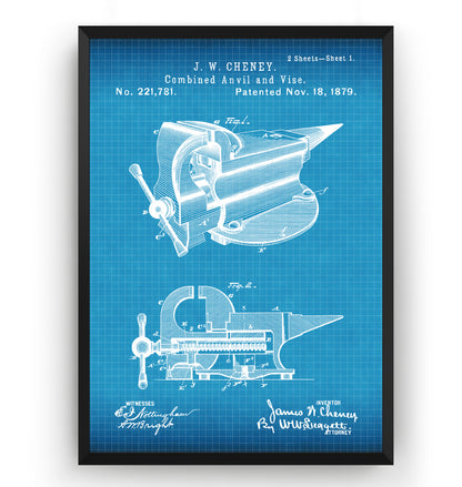 Combined Anvil And Vice 1883 Patent Print - Magic Posters