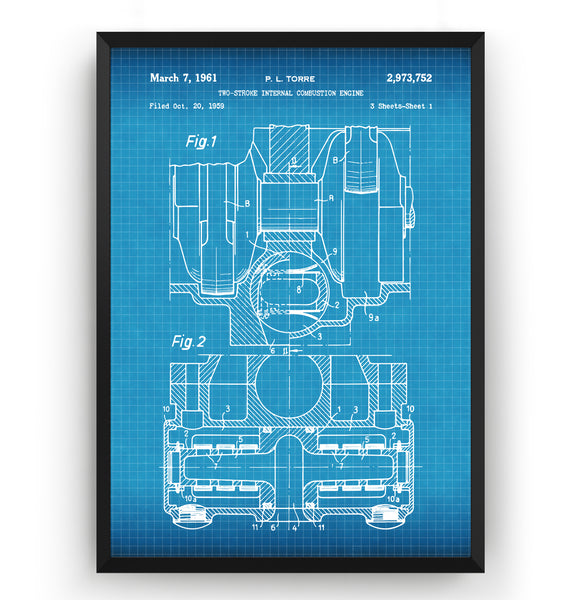 Lambretta Engine 1961 Patent Print - Magic Posters