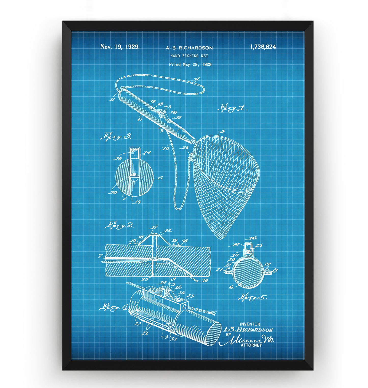 Fishing Net 1929 Patent Print - Magic Posters